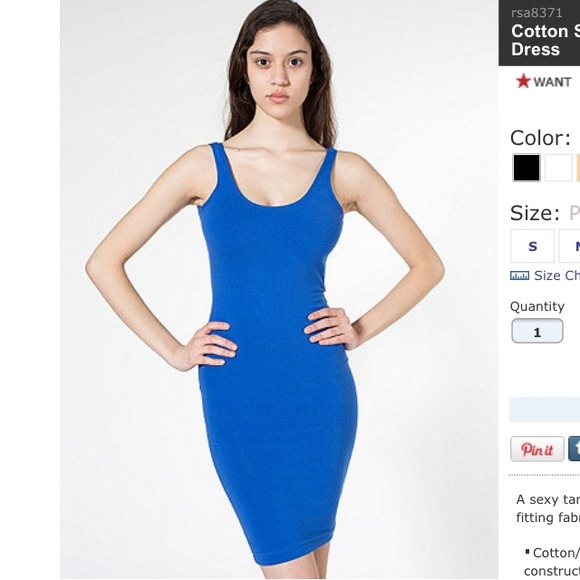 Cotton Spandex Jersey Scoop Back Tank Dress