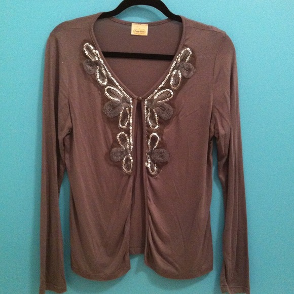 Gray cardigan with fabulous detailing