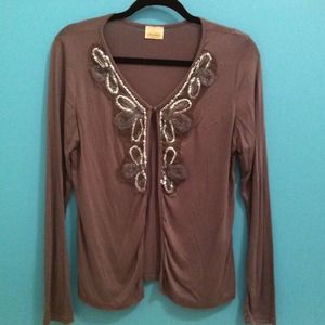 Gray cardigan with fabulous detailing