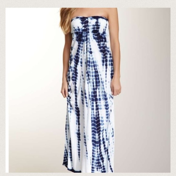 Navy white tye dye maxi dress/swim suit cover up