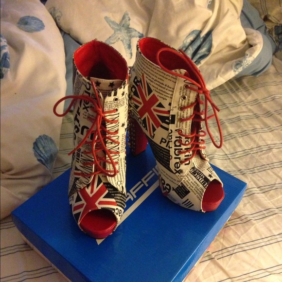 Red spiked heel booties
