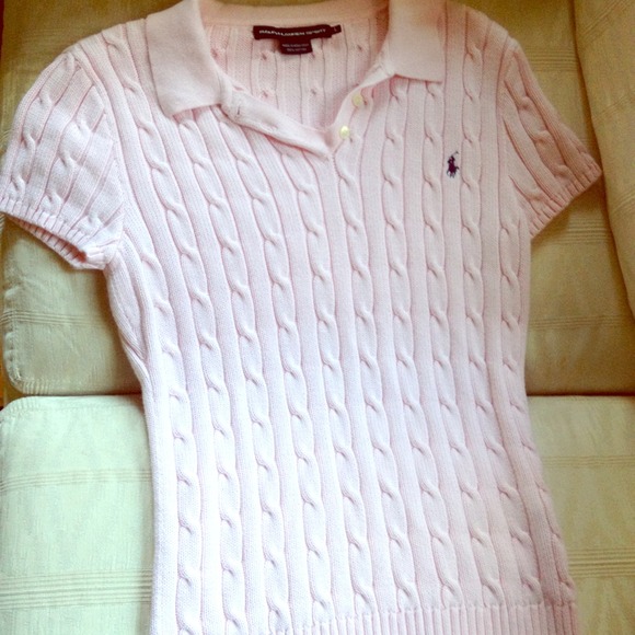 Ralph Lauren Sport Cable Knit Light Pink Top LARGE