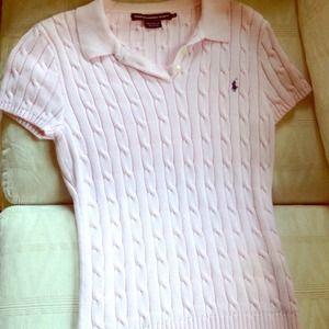 Ralph Lauren Sport Cable Knit Light Pink Top LARGE