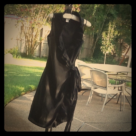 Ann Taylor Loft Black Wrap Cocktail Dress