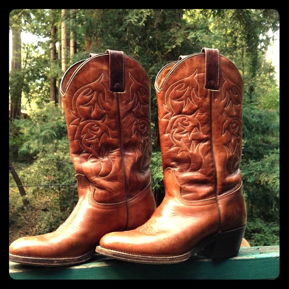 Abilene Boots - Brown Leather Cowboy Boots Size 7