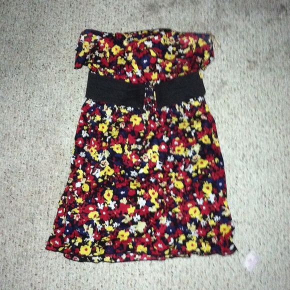 Flower sun dress with belt