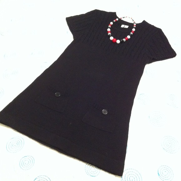 Black, short sleeve sweater dress