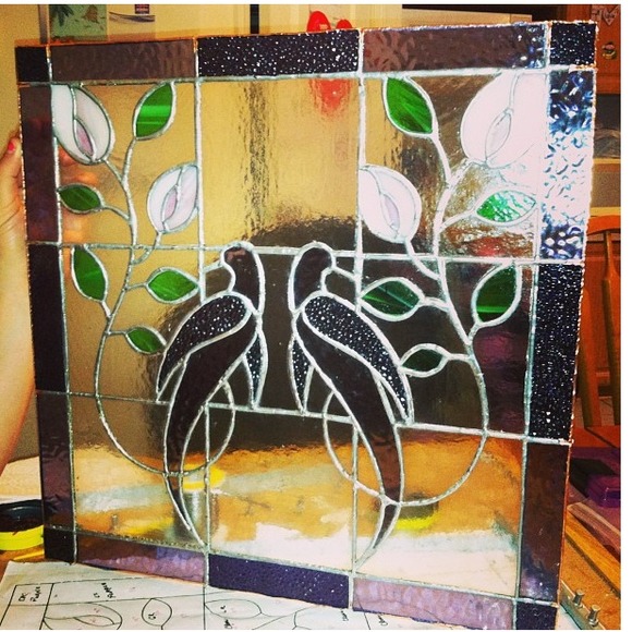 Love birds stain glass piece - Picture 1 of 1
