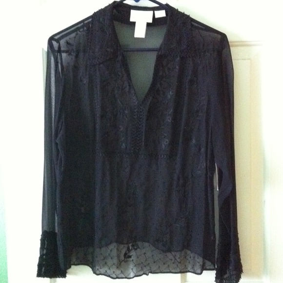 ⚡$10 FLASH SALE⚡Black beaded long sleeve top