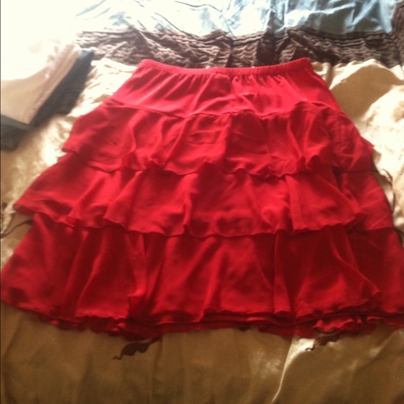 Red Ruffle Skirt