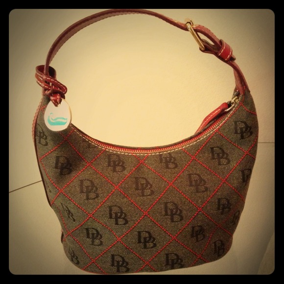 Dooney & Bourke red quilted monogram handbag.