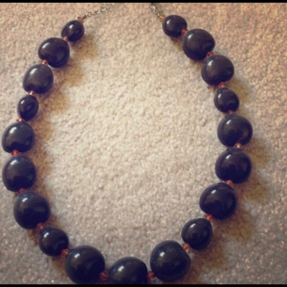 Brown / Chocolate Big Beaded Necklace - EUC