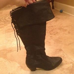 Black pirate fold down boots