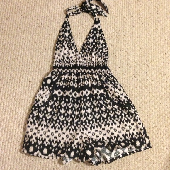 Black and Cream halter romper