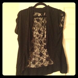 🚫SOLDFloral Lace black short sleeve cardigan🚫