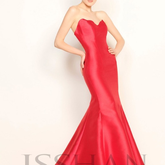 SOLD Sweetheart bust Red mermaid formal prom  gown - Picture 2 of 4