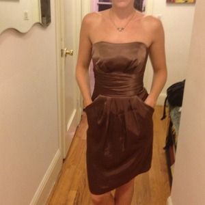 David's Bridal brown silk formal dress
