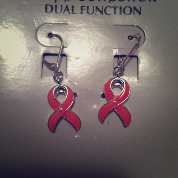 🎀 Breast cancer ribbon earrings🎀