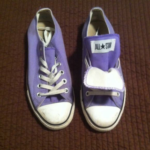 Purple double lip converse.