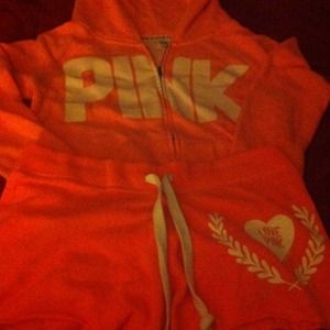 Neon orange shorts & hoodie set......NO TRADES...