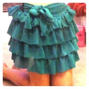 Turquoise ruffle bow skirt