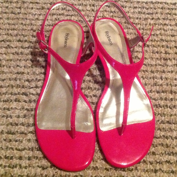 Style & Co. Shoes - Style & Co. Lori Patent Strappy Flat Thong Sandals