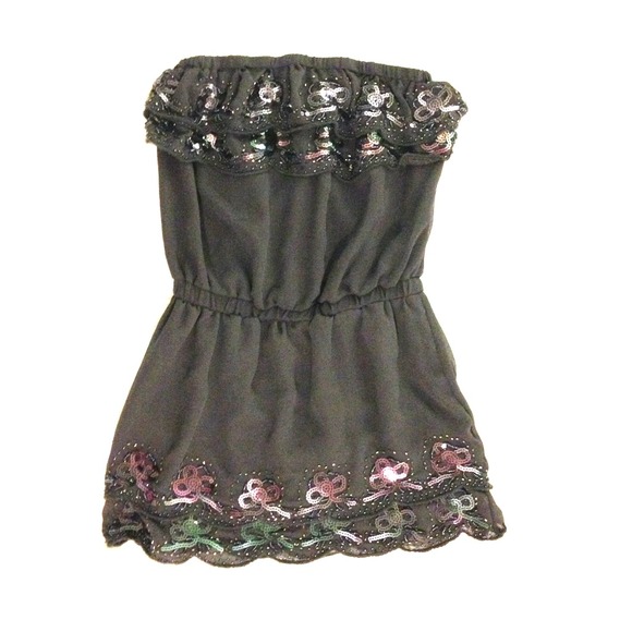 Strapless gray sequined XXI shirt - Picture 1 of 3