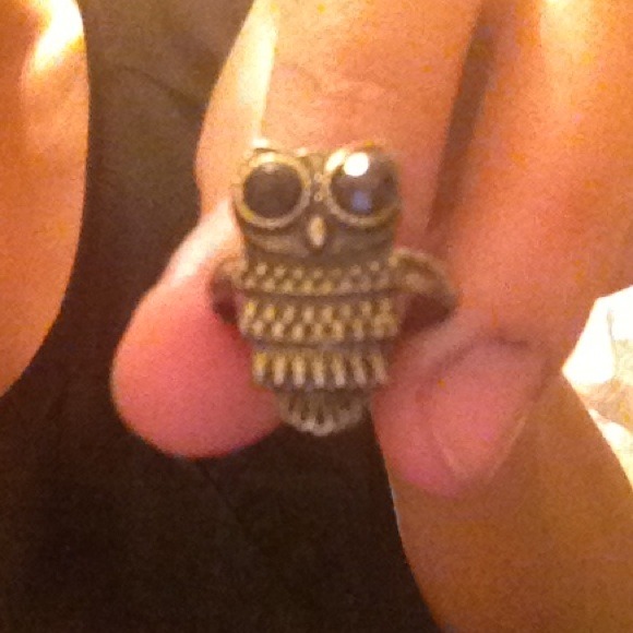 Black and gold owl ring