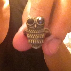 Black and gold owl ring