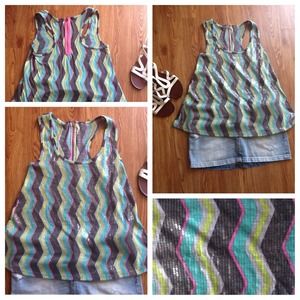 Chevron Multi Color Sequined Top SOLD IN BUNDLE
