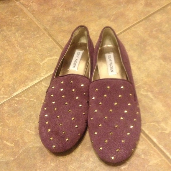 Deep purple spiked Steve Madden loafers