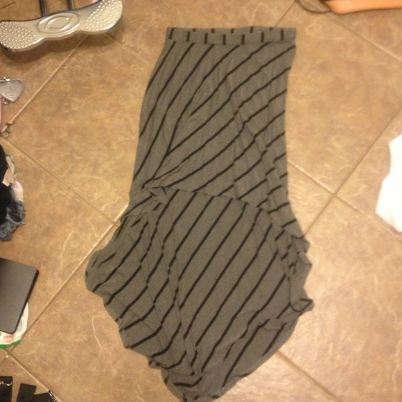 Black and grey striped  hi lo skirt