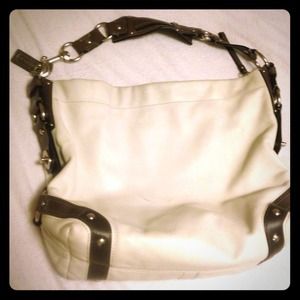 Authentic White Leather Coach Hobo Carly Bag, GUC!