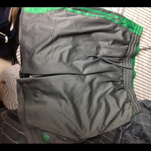 Green and Grey Adidas Basketball Shorts. - Picture 3 of 3