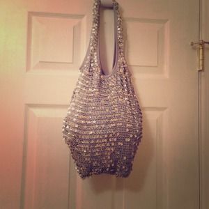 Hot sequined silver hobo!! Super chic !