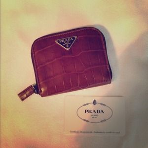 AUTHENTIC Prada Zip Around Wallet. Cognac Brown