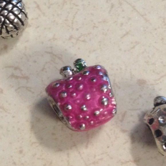 Pandora style pink strawberry charm
