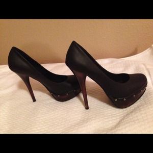 Black patent leather with gold