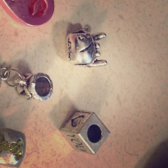 Heart you pandora style block charm