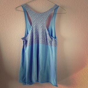 Blue floral razor back tank