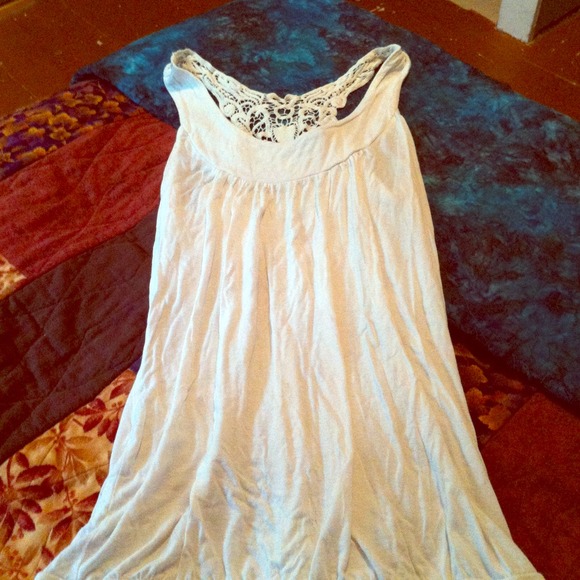 Long white tank with lace detail