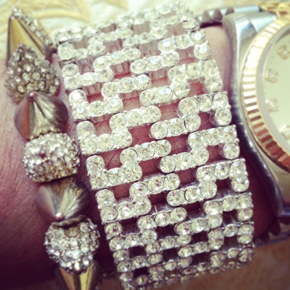 'Greek Key' Diamond Stretch Bracelet