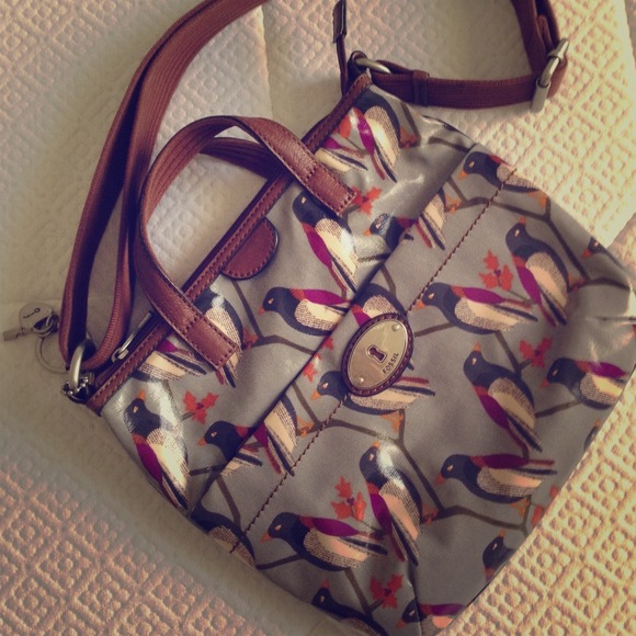 Bird pattern Handbag with strap