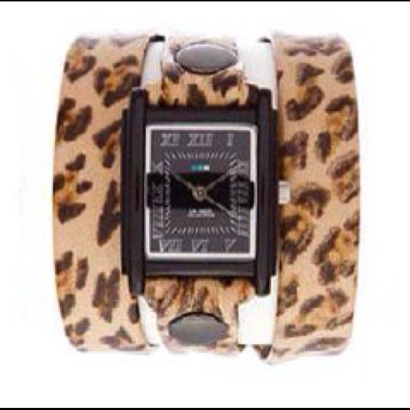 La Mer Leopard Wrap Watch w/ Black Case