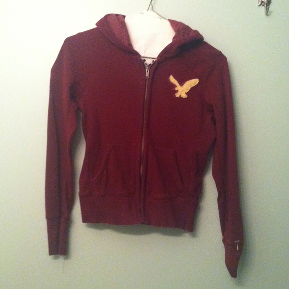 Red American Eagle Zip-Up Hoodie (XS)