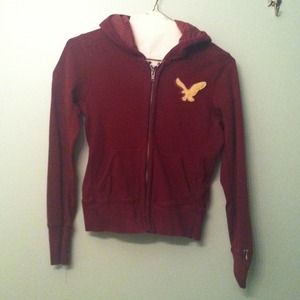 Red American Eagle Zip-Up Hoodie (XS)