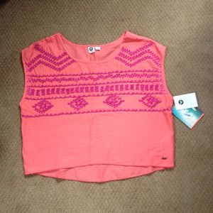 Coral Roxy Hand embroidered Top