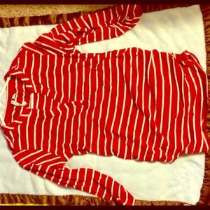 Red and white maternity shirt