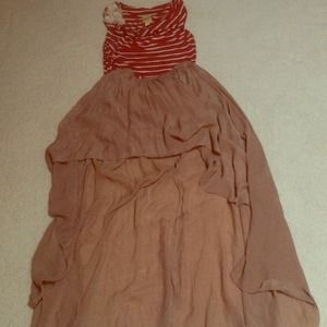 Tan High-Low Tulip hem skirt!