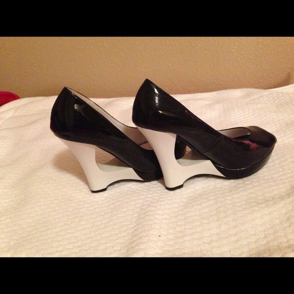 Black and white heels